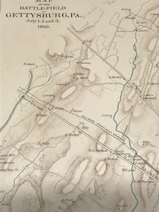 Antique Civil War Map July 1 - 3,  1863 USA Battlefield Of Gettysburg 3
