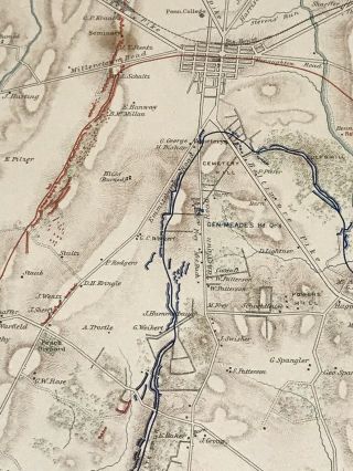 Antique Civil War Map July 1 - 3,  1863 USA Battlefield Of Gettysburg 4