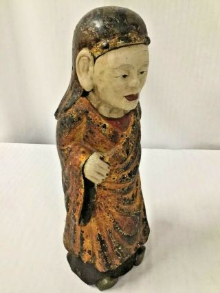 Antique Asian wood carved gilt painted Buddha Buddhist figure Cultural Seal 2