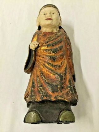 Antique Asian wood carved gilt painted Buddha Buddhist figure Cultural Seal 5