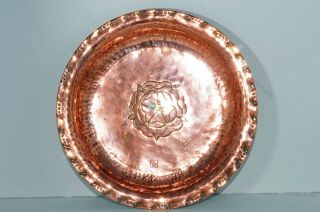 Hugh Wallis Arts & Crafts Copper Inlaid Pewter 7.  5inch Plate