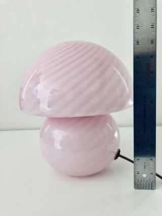Rare Pink Swirl Murano Verti Venini Glass Mushroom Lamp Vintage Italian 1970’s 5