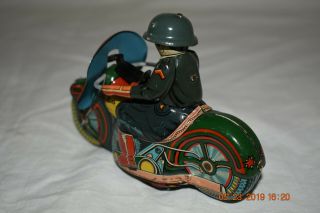 Vintage 1950s Japan Tin Litho Friction Military Police Machine Gun Motorcycle 9