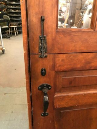 Vintage Architectural Salvaged Large Dutch Door with Windows and Hardware 5