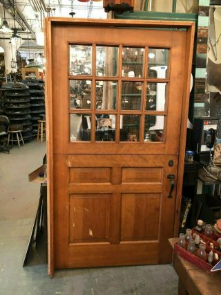 Vintage Architectural Salvaged Large Dutch Door with Windows and Hardware 9