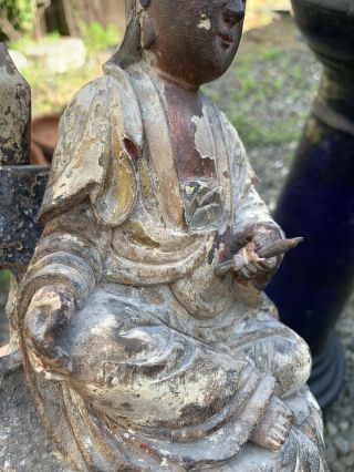 chinese antique Wood Buddha GuanYin Qing China Asian 6