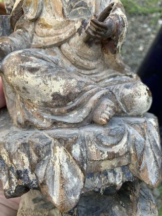 chinese antique Wood Buddha GuanYin Qing China Asian 7