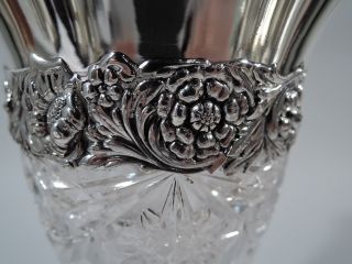 Tiffany Vase Antique - American Brilliant Cut Glass ABC & Sterling Silver 2