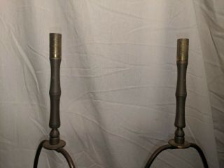 Vintage Mid - Century Modern WOOD & BRASS Table LAMPS 30 