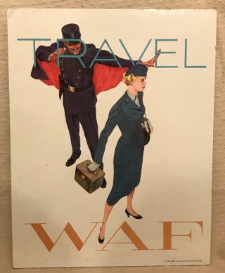 Vintage Mid - Century Post Wwii Poster Travel Waf Women In The Air Force Recruit