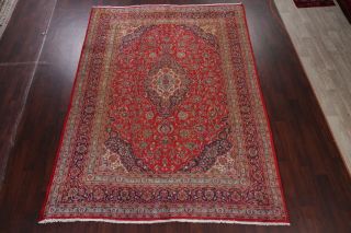Vintage 8x11 Traditional Floral Persian Area Rug Hand - Knotted Oriental RED Wool 2