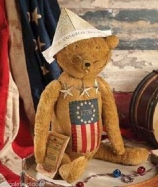 Bethany Lowe Americana Teddy Bear United States 1776 Flag Stars