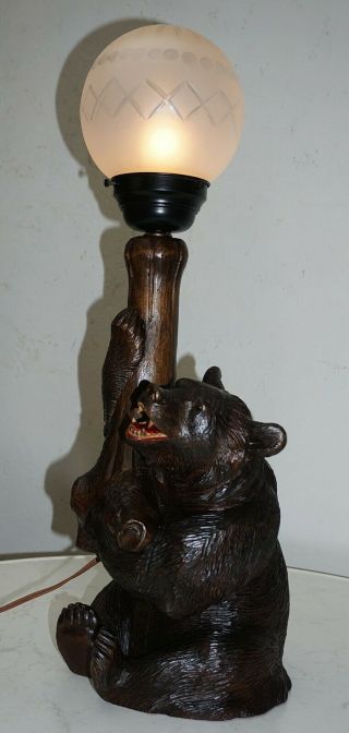 Antique Swiss Black Forest Sitting Bear Table/desk Lamp