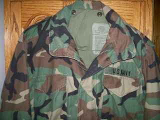 ' 91 US NAVY M65 Woodland Camo Coat Cold Weather Field Jacket Military Large Reg. 2