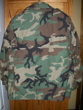 ' 91 US NAVY M65 Woodland Camo Coat Cold Weather Field Jacket Military Large Reg. 9