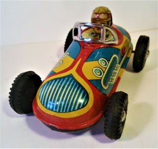 TIN FRICTION 1960 ' S OPEN WHEEL RACER RACE CAR VERY COLORFUL NOMURA T.  N.  JAPAN 2