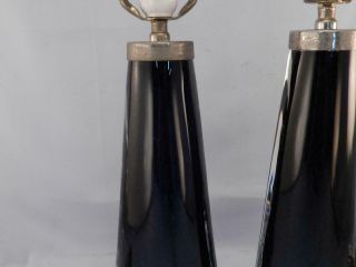 Vintage Pair Mid Century Mod ORREFORS Glass Table Lamps by Carl Fagerlund Signed 6