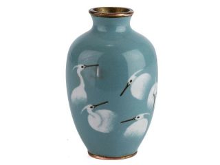 Japanese Cloisonné Miniature Wireless Egret Vase