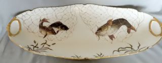 Antique Platter plate set Limoges Oscar Gutherz fish hand painted France 19th c 3