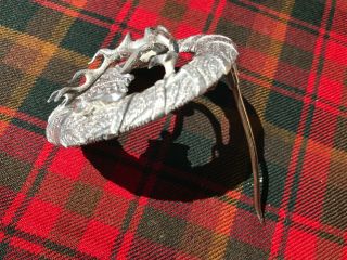 British Seaforth Highlanders Scottish Officers Hallmarked Silver Plaid Brooch 11