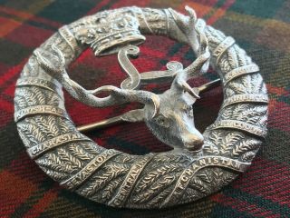 British Seaforth Highlanders Scottish Officers Hallmarked Silver Plaid Brooch