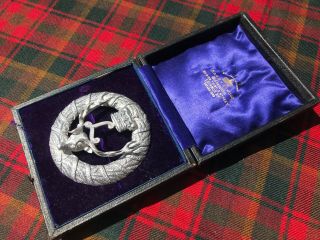 British Seaforth Highlanders Scottish Officers Hallmarked Silver Plaid Brooch 3