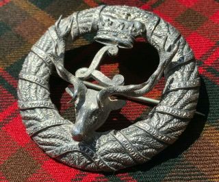 British Seaforth Highlanders Scottish Officers Hallmarked Silver Plaid Brooch 6