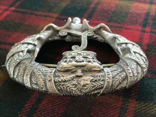 British Seaforth Highlanders Scottish Officers Hallmarked Silver Plaid Brooch 7
