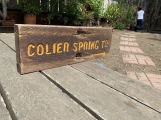 Vintage Wood Mt Tamalpais Trail Hiking Sign " Colier Spring Tr.  " Marin County Ca