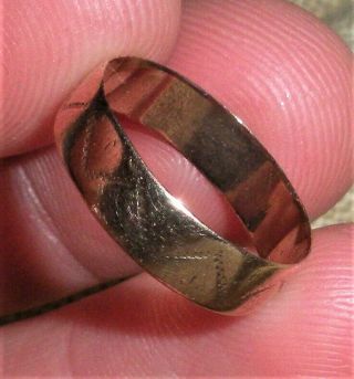 Antique Colonial C.  1750 - 1770 18k Gold Wedding Band Ring Early Engraving Vafo