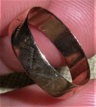 ANTIQUE COLONIAL c.  1750 - 1770 18K GOLD WEDDING BAND RING EARLY ENGRAVING vafo 2