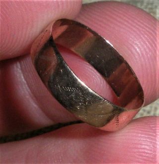 ANTIQUE COLONIAL c.  1750 - 1770 18K GOLD WEDDING BAND RING EARLY ENGRAVING vafo 3