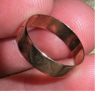 ANTIQUE COLONIAL c.  1750 - 1770 18K GOLD WEDDING BAND RING EARLY ENGRAVING vafo 6