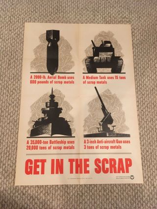 Wwii Poster Get In The Scrap 20x28
