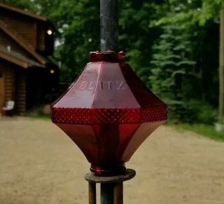 Deep Red Glass Lightning Rod Ball Globe Diddie Blitzen Barn Yard Roof Decor