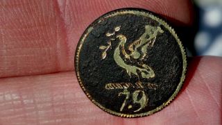 Very Rare 79th Royal Liverpool Volunteers Button - 1778 - 1784