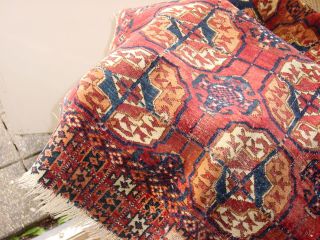 FABULOUS ANTIQUE 1860 TURKOMAN TEKKE KHALI RUG HG 8