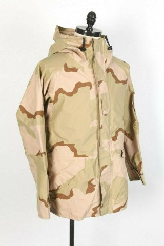 Vtg Us Army Desert Camouflage Gore - Tex Cold Weather Parka Jacket Usa Mens Large