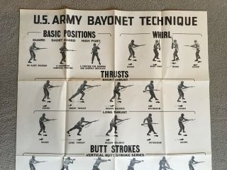 VINTAGE KOREAN WAR ERA POSTER US ARMY BAYONET BASIC POSITIONS CHART 1951 2