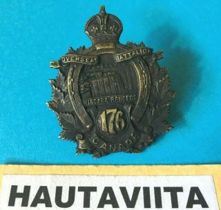 176th Infantry Battalion Os Cap Badge Ww1 Ontario Cef Niagara Rangers