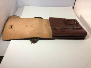 Vintage WWII GERMAN Officer ' s Brown Leather Field Map Case w/Straps 12