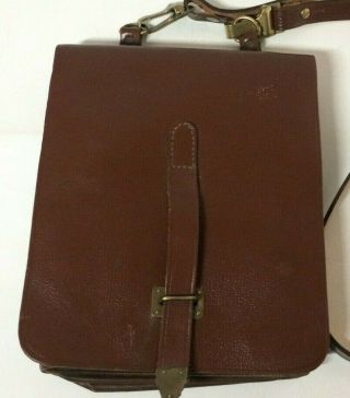 Vintage WWII GERMAN Officer ' s Brown Leather Field Map Case w/Straps 2
