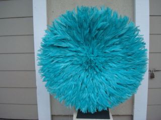 32 " Lt.  Turquoise / African Feather Headdress / Juju Hat / 1st.  Quality