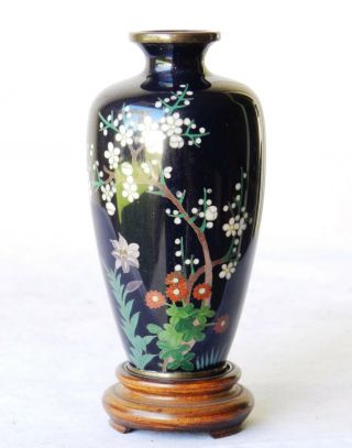 Japanese Meiji - Era C1875 Cloisonne Vase Dark Aubergine Antique