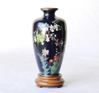 Japanese Meiji - era c1875 Cloisonne Vase Dark Aubergine Antique 4