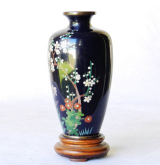 Japanese Meiji - era c1875 Cloisonne Vase Dark Aubergine Antique 5
