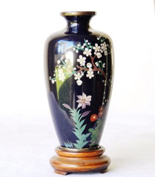 Japanese Meiji - era c1875 Cloisonne Vase Dark Aubergine Antique 6