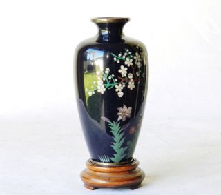 Japanese Meiji - era c1875 Cloisonne Vase Dark Aubergine Antique 7