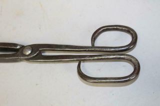 RARE 18TH C AMERICAN WROUGHT IRON PIPE TONGS EARLY FORM GREAT POLISHED SURFACE 3