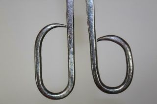 RARE 18TH C AMERICAN WROUGHT IRON PIPE TONGS EARLY FORM GREAT POLISHED SURFACE 5